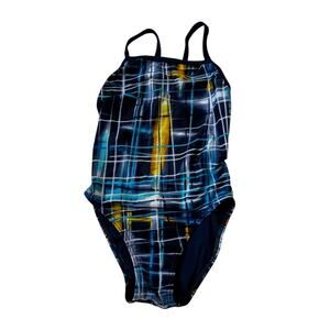 Speedo Blue Power Flex Eco Girls Youth One Piece Swimsuit Girl Size 12/28 | 54-9